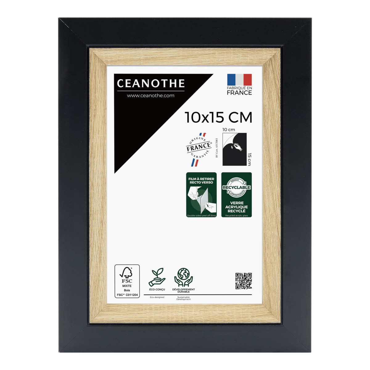 Cadre photo Actual bois noir 10x15 cm face Cadre photo Actual bois noir 10x15 cm face