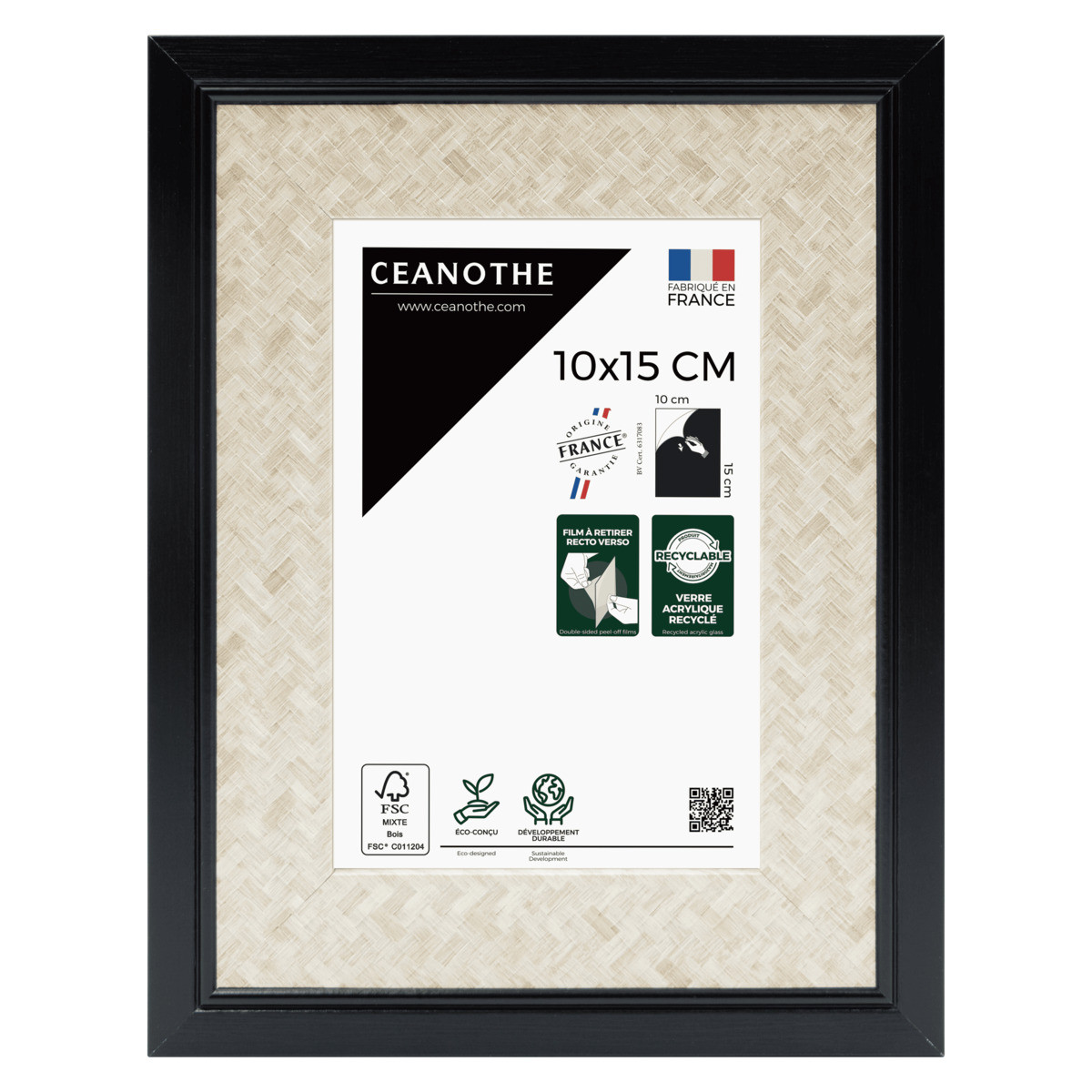 Cadre photo Palma noir 10X15 cm face