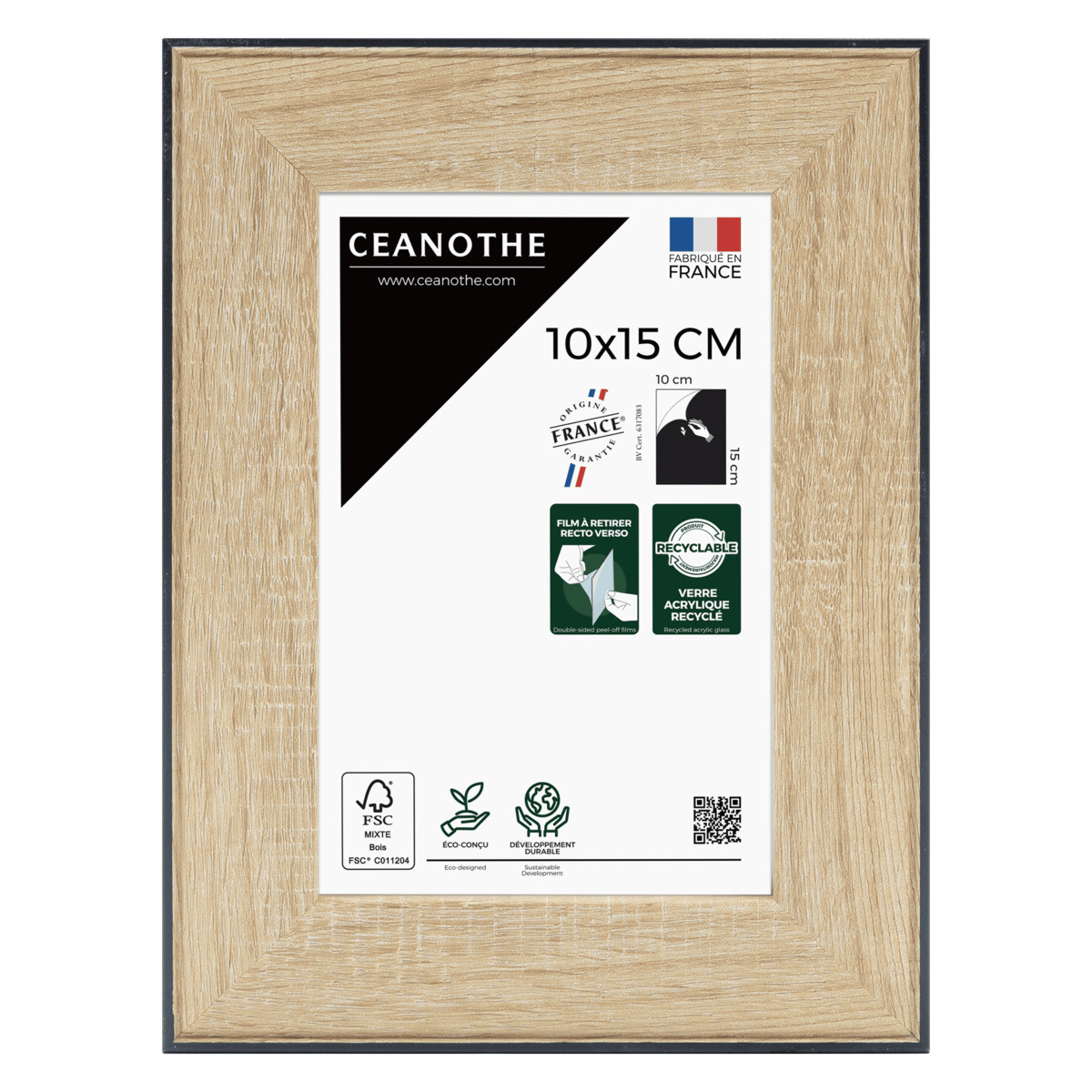 Cadre photo Newton bois noir 10x15 cm face Cadre photo Newton bois noir 10x15 cm face