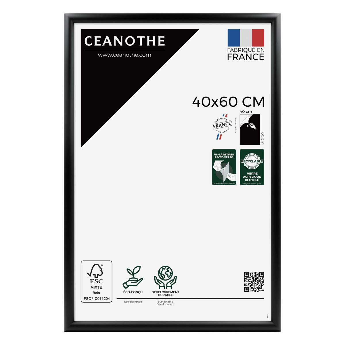 Cadre photo Essentiel exposition noir 40x60 cm face Cadre photo Essentiel exposition noir 40x60 cm face
