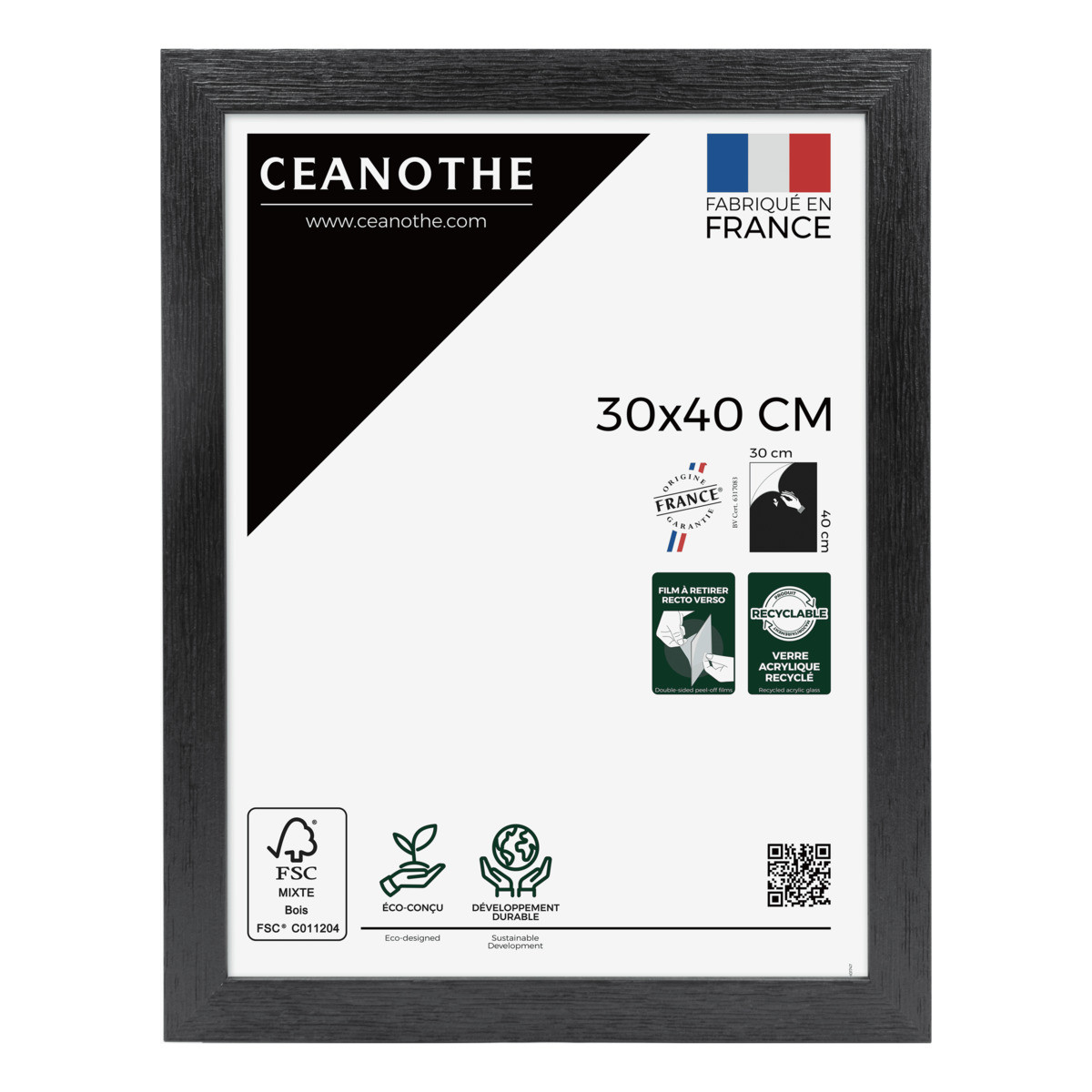 Cadre photo Karma noir 30x40 cm face