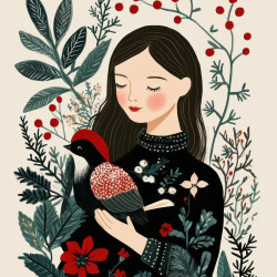 Image Tableau sur toile femme noël 30x30 cm