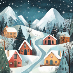 image Tableau sur toile village noël 30x30 cm