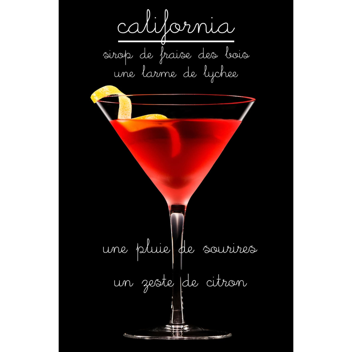 Tableau sur verre Cocktail 30x45 cm - Face Tableau sur verre Cocktail 30x45 cm - Face