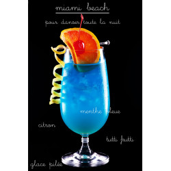 Tableau sur verre Cocktail Miami 30x45 cm - Face