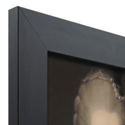 Tableau portrait baroque pop sur verre synthétique avec cadre noir mat 39x54 cm angle