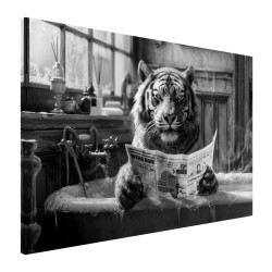 Tableau sur toile tigre au bain biais