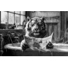 Tableau mural tigre au bain