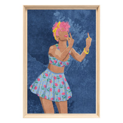 Tableau mural encadré femme rebelle 40x60 cm face