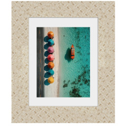 Affiche d'artiste encadrée parasols de plage colorés 40x50 cm
