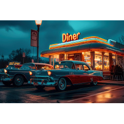 Tableau mural diner américain rétro