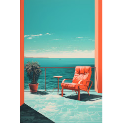 Tableau mural vue sur mer vintage
