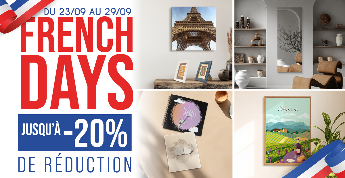 Célébrez les French Days : vos cadres, toiles et albums photo à prix légers, le savoir-faire français à l’honneur !